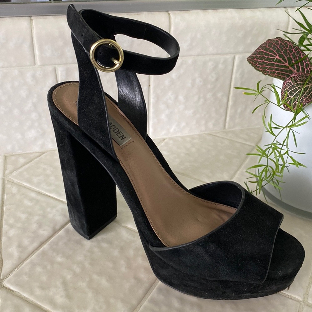 Steve Madden Black Suede Platform Heels